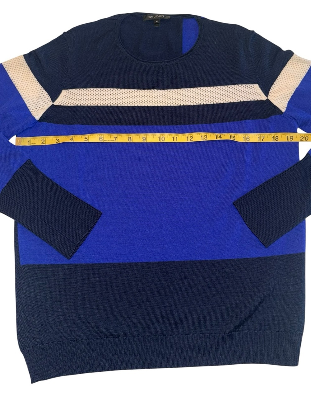 St. John Collection Sport Blue Colorblock Sweater Women’s Med Wool Blend - Picture 4 of 6